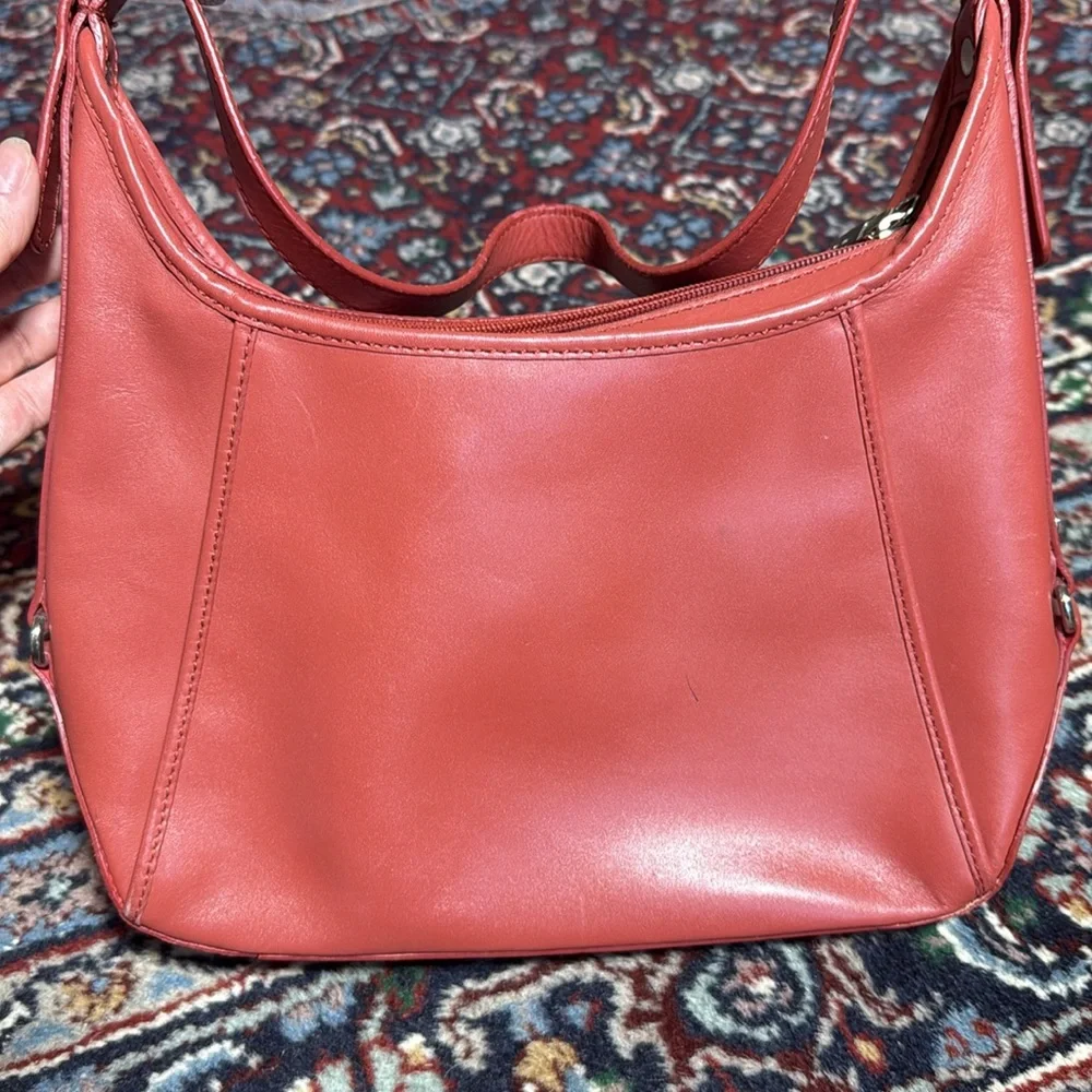 Vintage Talbots Leather Shoulder Handbag Brick Red Terracotta Genuine Leather